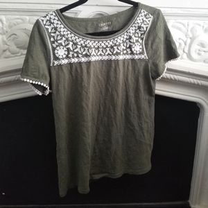 Boho green stitched shirt